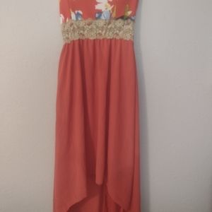 Strapless flower print dress